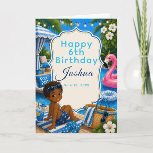 Blue Pool Party boys Birthday Card