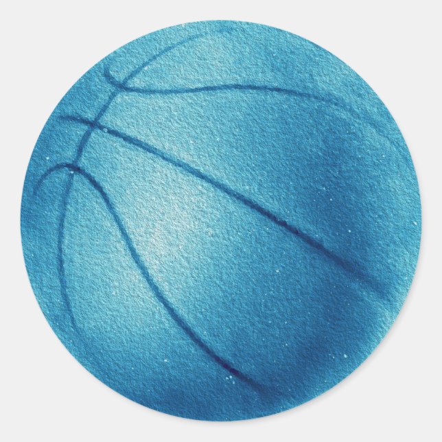Blue Pop Art Basketball Classic Round Sticker (Front)
