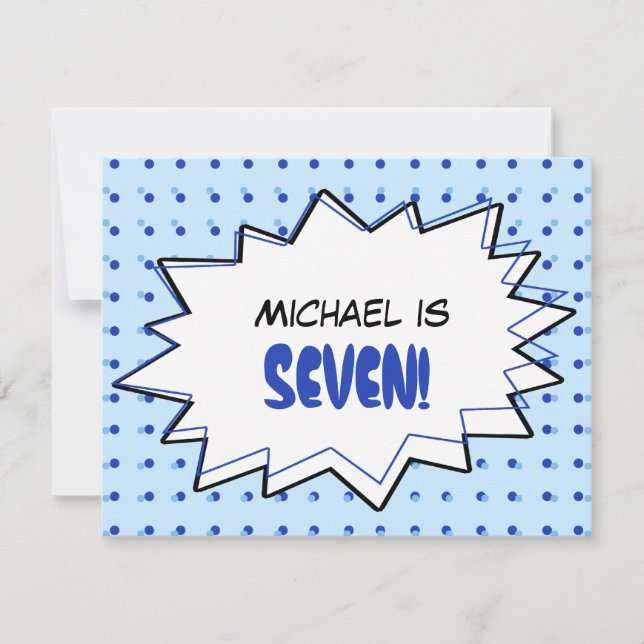 Blue Pop Art Birthday Party Invitation (Front)