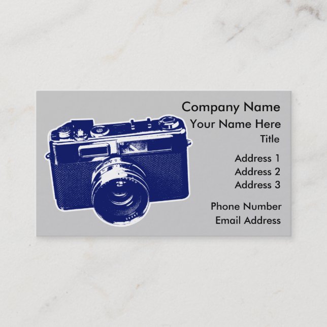 Blue Pop Art Camera Business Card (Front)