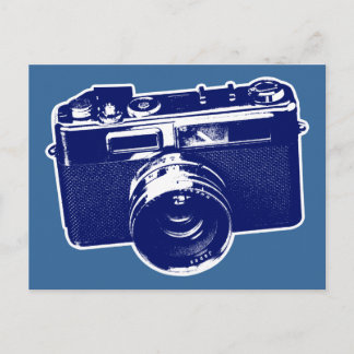 Blue Pop Art Camera Postcard