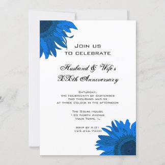 Blue Pop Art Flower Wedding Anniversary Party Invitation