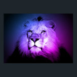 Blue Pop Art Lion - Wild Animal Photography Poster<br><div class="desc">Black & white animal photography artworks - Close-up lion the king photo poster - Wildlife and nature art photography from Africa - King lion portrait shot</div>