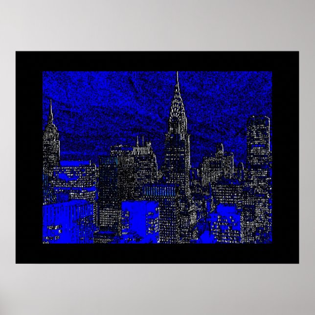 Blue Pop Art New York City Art Poster (Front)
