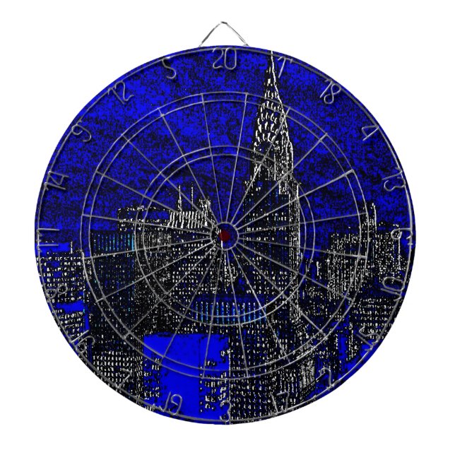 Blue Pop Art New York City Dartboard (Front)