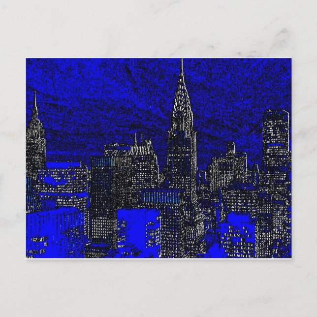Blue Pop Art New York City Postcard (Front)