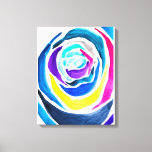Blue pop art rose watercolor canvas print<br><div class="desc">Pop art from original watercolor painting of a blue abstract rose with colourful cartoonish colours. Bright pop art style.</div>
