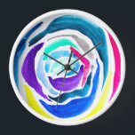 Blue pop art rose watercolor clock<br><div class="desc">Pop art from original watercolor painting of an abstract blue rose with colourful cartoonish colours. Bright pop art style.</div>