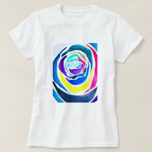 Blue pop art rose watercolor T-Shirt