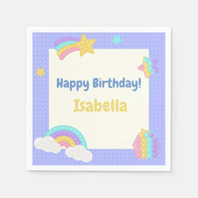 Blue Pop It Fidget Birthday Napkin (Front)