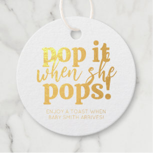 Blue Pop It When She Pops Baby Shower Favor Favour Tags