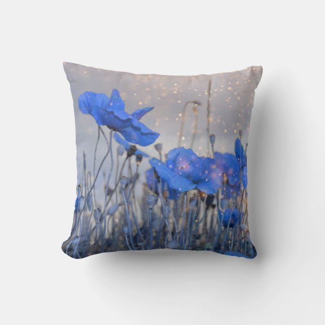 Blue  poppies cushion (Front)