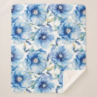 Blue Poppies flower pattern