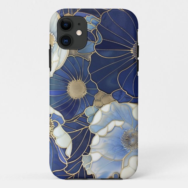 Blue Poppies Vintage Inspired Case-Mate iPhone Case (Back)