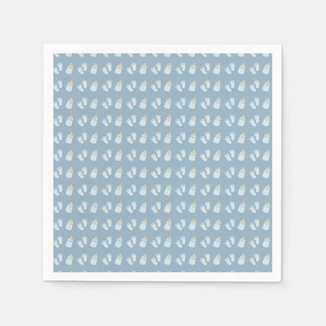  Blue Poppin Bottles Boy Baby Shower Napkin (Front)