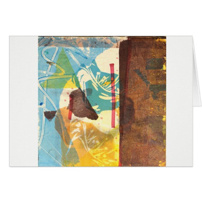 Blue Poppy Abstract Art Card (Front Horizontal)