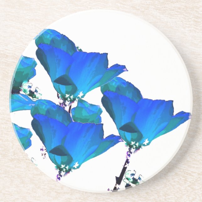 Blue Poppy Art Coaster (Front)