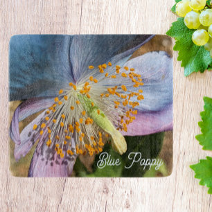 Blue Poppy Bloom Floral Cutting Board