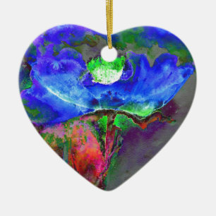 Blue Poppy Ceramic Tree Decoration