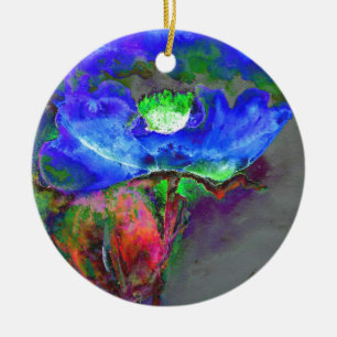 Blue Poppy Ceramic Tree Decoration
