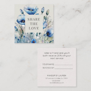 Blue Poppy Floral Elegant Loyalty Card