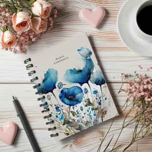 Blue Poppy Floral Monogram Planner