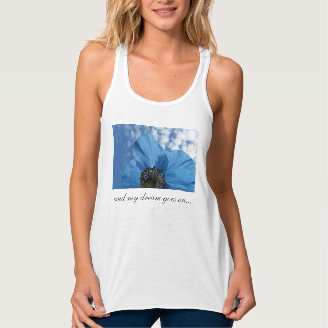BLUE POPPY Flower Dream any Text Singlet (Front)