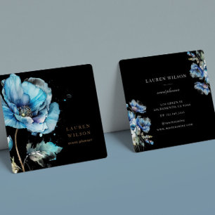 Blue Poppy Flower Elegant Business Card