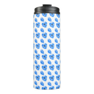 Blue poppy Flowers summer nature pattern  Thermal Tumbler