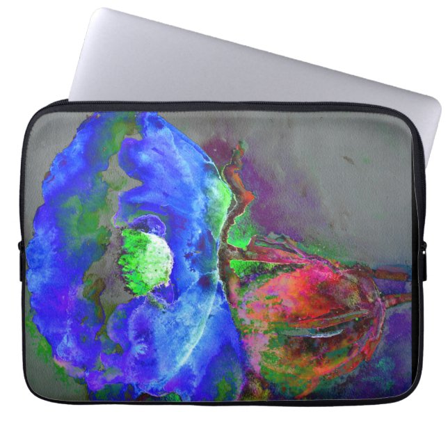 Blue Poppy Laptop Sleeve (Front)