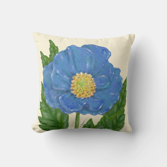 Blue Poppy square pillow (Front)
