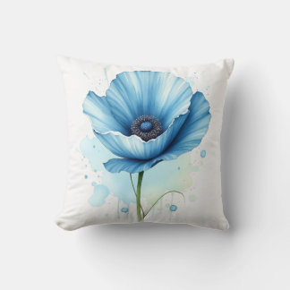 Blue Poppy Throw Pillow