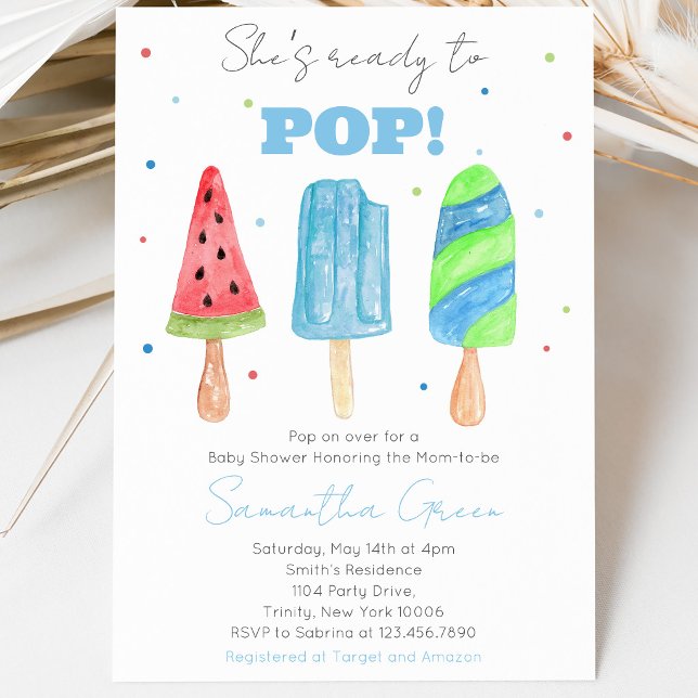 Blue Popsicle Baby Shower Invitation (Creator Uploaded)