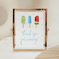 Blue Popsicle Baby Shower Thank you for Coming