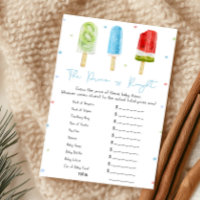 Blue Popsicle Baby Shower The Price Is Right Game
