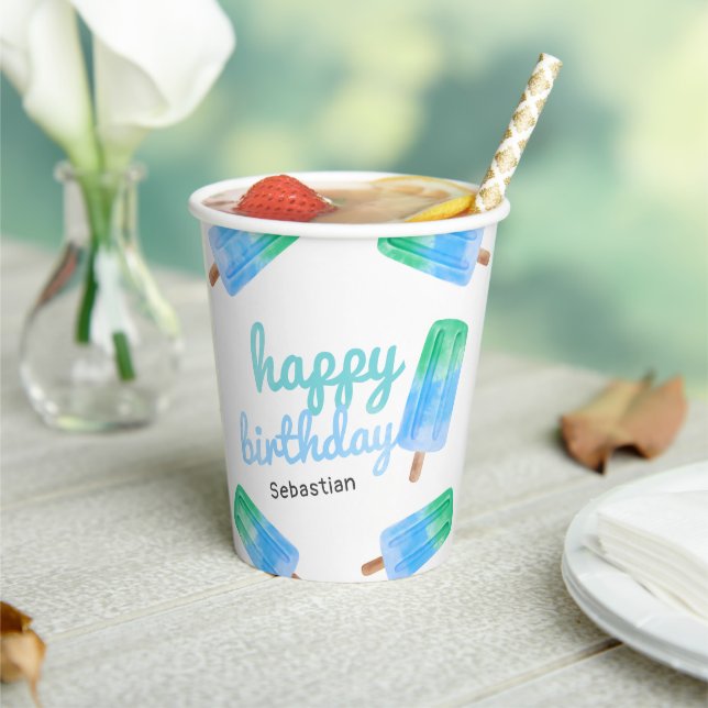 Blue Popsicle Boy Birthday Party Paper cup (Insitu)