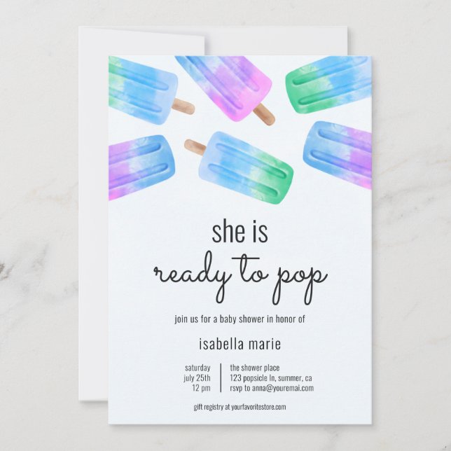 Blue Popsicle Ready to Pop Baby Shower Invitation (Front)