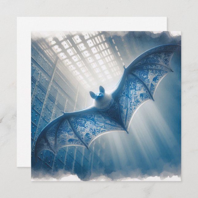 Blue Porcelain Bat Greeting Card (Front/Back)