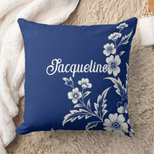 Blue Porcelain Bloom Cushion