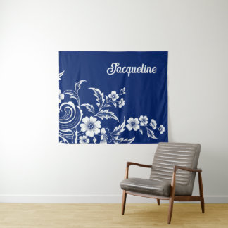 Blue Porcelain Bloom Tapestry
