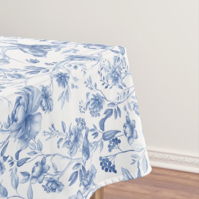 Blue,porcelain,blue china,floral toile,chinoiserie tablecloth (In Situ)
