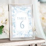 Blue porcelain boho arch wedding table numbers<br><div class="desc">Classic elegant blue chinoiserie porcelain inspired floral pattern boho arch spring or summer wedding table numbers with bride and groom names.</div>