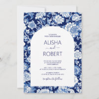Blue Porcelain Chinoiserie Floral Wedding 