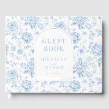 Blue porcelain floral boho gift wedding guest book