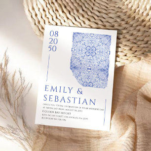 Blue Porcelain Floral Chinoiserie Wedding Invitation