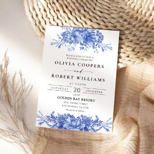 Blue Porcelain Floral Chinoiserie Wedding Invitation