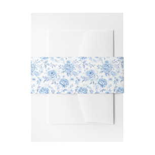 Blue Porcelain Floral Chinoiserie Wedding Invitation Belly Band