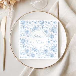 Blue Porcelain Floral Future Mrs Bridal Shower Napkin