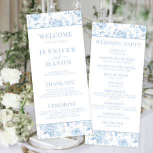 Blue Porcelain Floral Wedding Program Cards