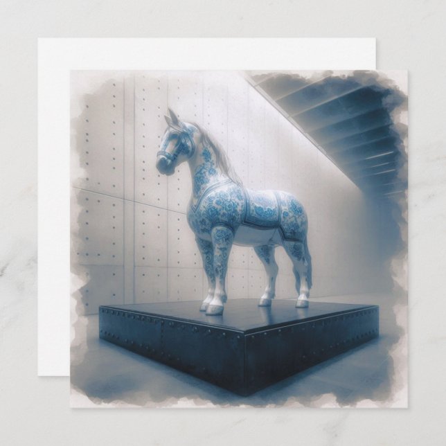 Blue Porcelain Horse Greeting Card (Front/Back)